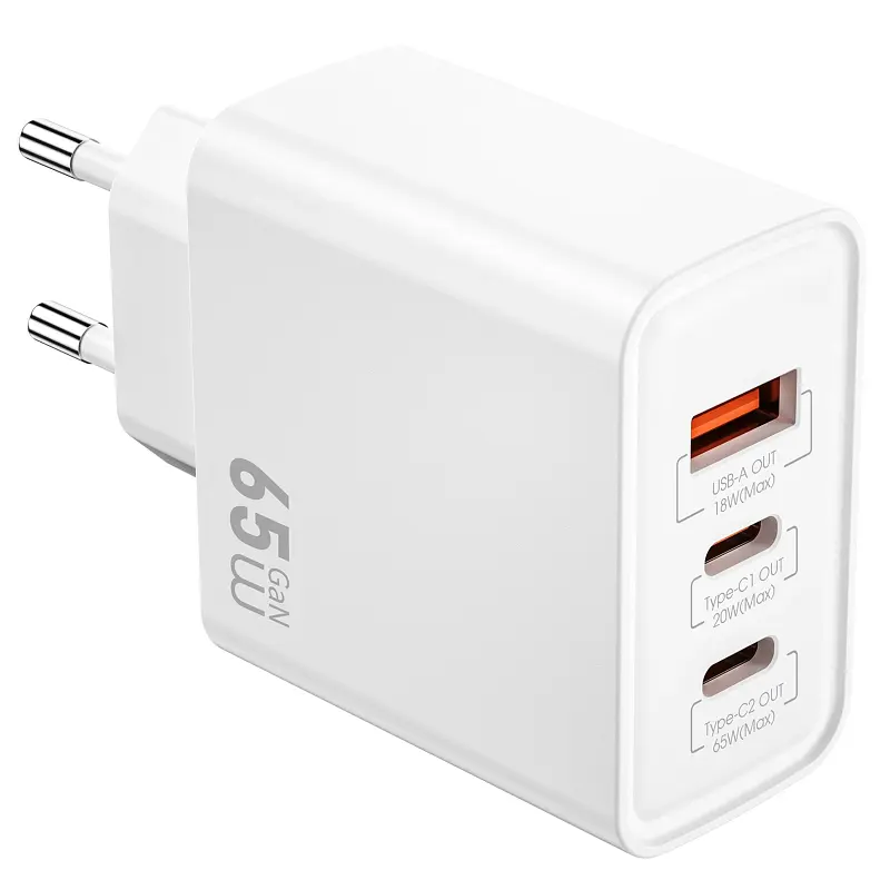 Мережевний зарядний пристрій WIWU G005 Essen PD65W+QC3.0 GaN 1USB-A/2C White - фото 3