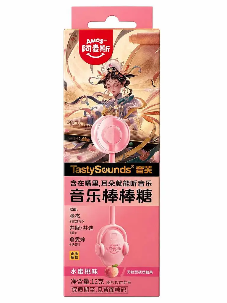 Льодяник Amos Tasty Sounds Audio Lollipop Peach Flavor 12г