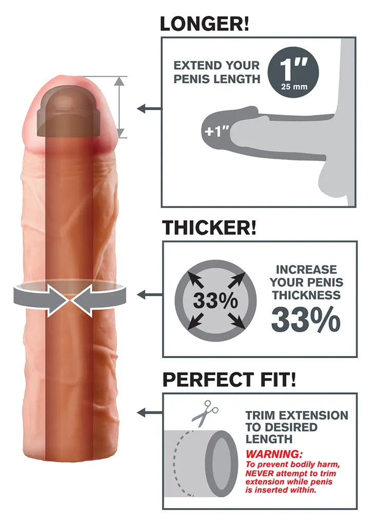 Насадка для пеніса Pipedream Perfect Extension Flesh 17.5 см тілесний - фото 7