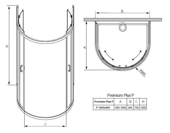 Душова кабіна Radaway Premium Plus P 100x90x190 скло прозоре 33300-01-01N - фото 4