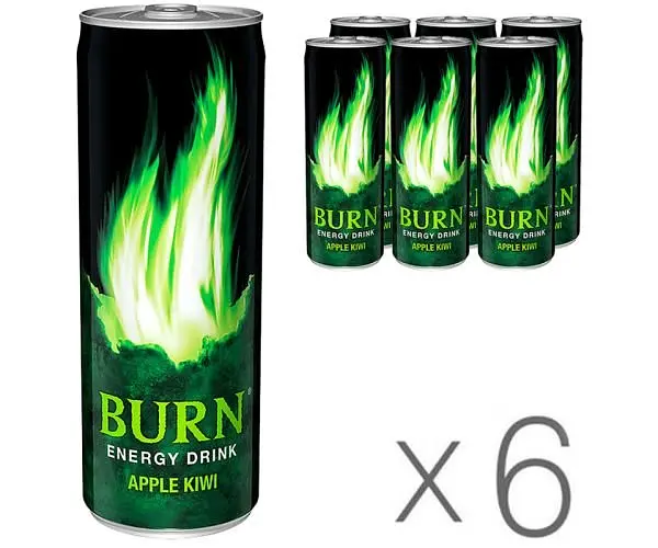 Burn Apple Kiwi, Упаковка 6 шт. по 0,5 л, Напій енергетичний Берн Яблуко-Ківі - фото 2