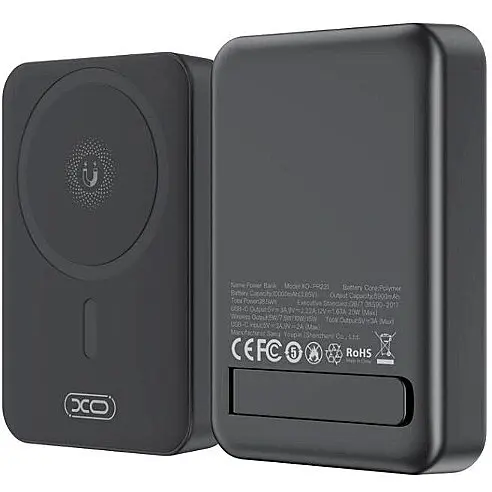 Зовнішній акумулятор - бездротовий магнітний XO PR231 magnetic 15W 10000mAh чорний - фото 4