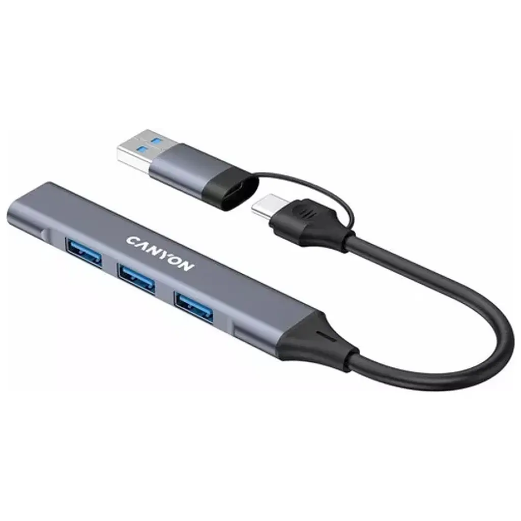 Концентратор Canyon hub DS-02 4in1 USB-A/C Grey (CNS-TDS02G) - фото 2