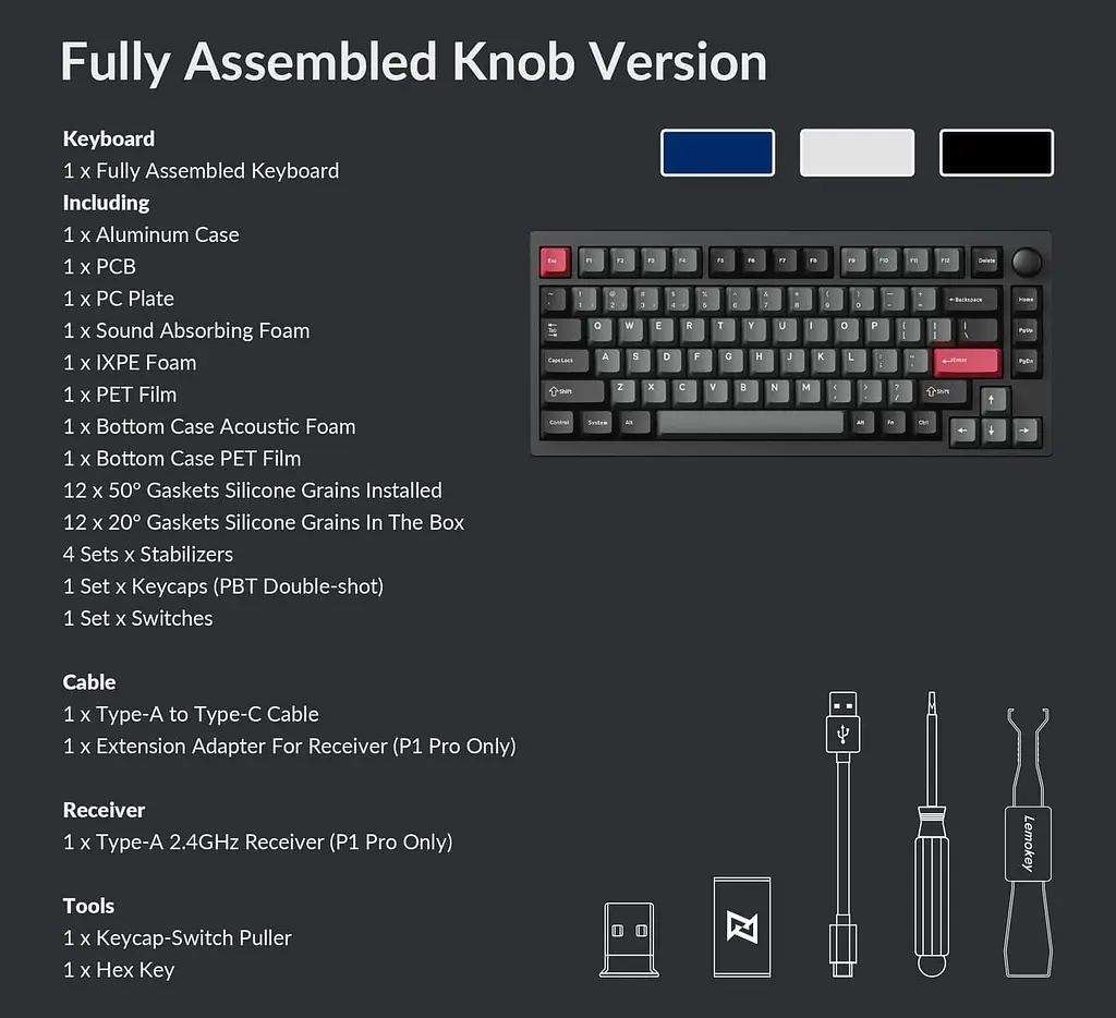 Клавіатура Lemokey P1 Pro Keychron Super Banana Wireless EN/UKR RGB Space Silver (P1P-X4-UA) - фото 2