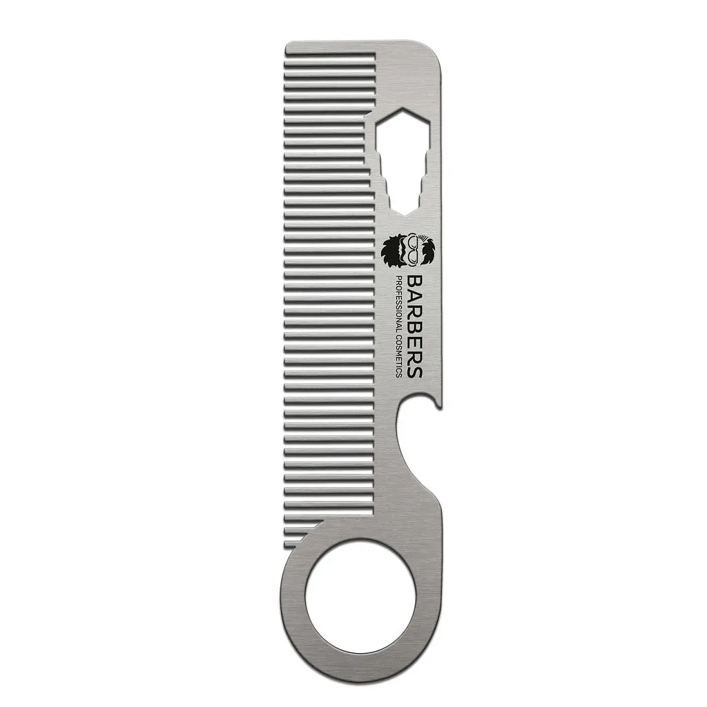 Гребінець для бороди та волосся Barbers Metal Comb металевий - фото 2