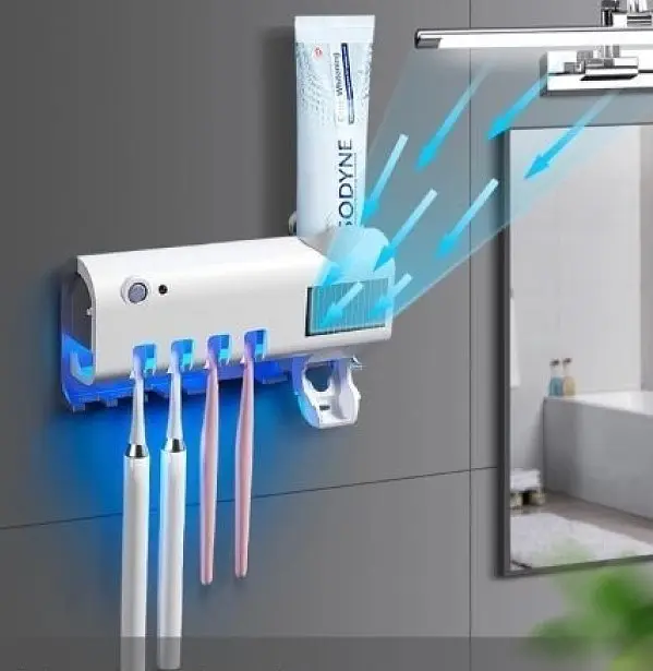 Диспенсер для зубної пасти Toothbrush Sterilizer з УФ-стерилізатором і тримачем на 5 щіток, настінний, автоматичний - фото 2