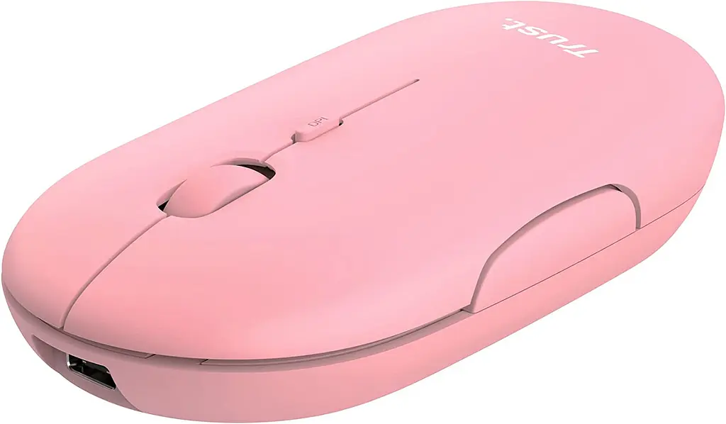 Компьютерная мышь Trust Puck Rechargeable Ultra-Thin BT/WL Silent розовый teh0014006 - фото 3