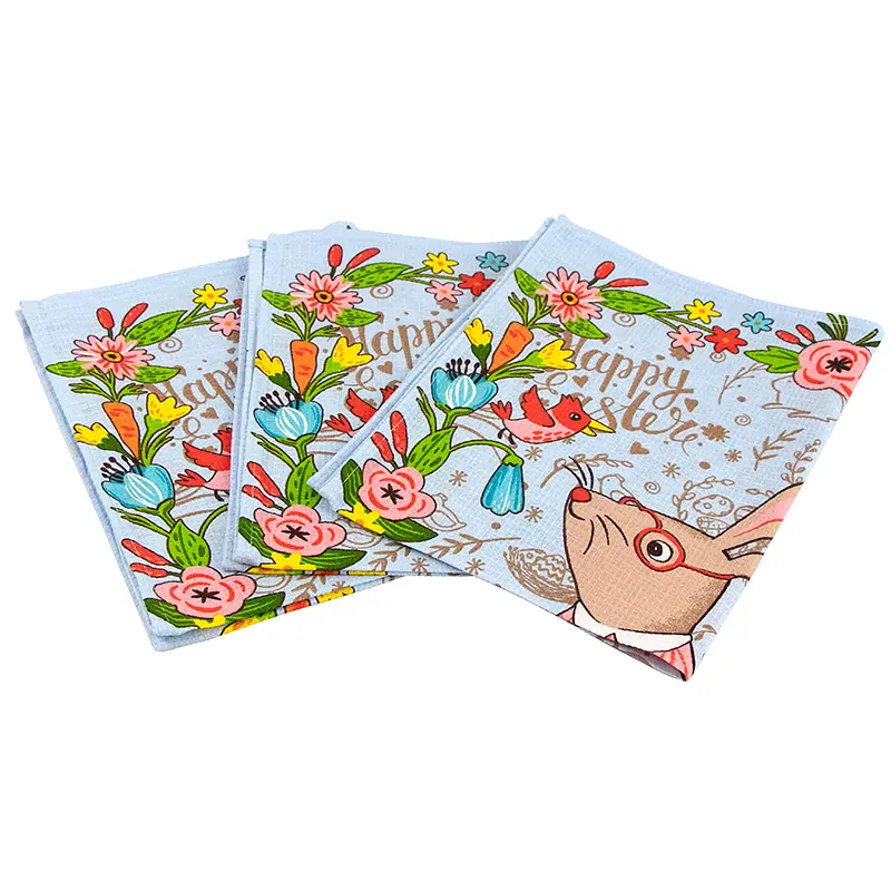 Набор кухонных полотенец Руно Пасхальный Кролик 60х45 см 3 шт. голубой (710Т_ Пасхальный Зайчик голубой) - фото 3