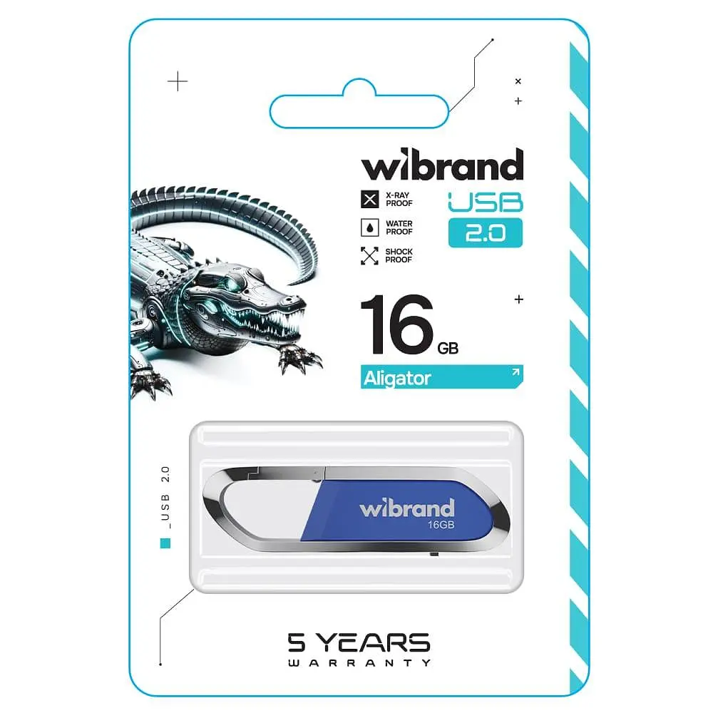 Флеш-накопичувач Wibrand USB 2.0 Aligator 16Gb блакитний - фото 2