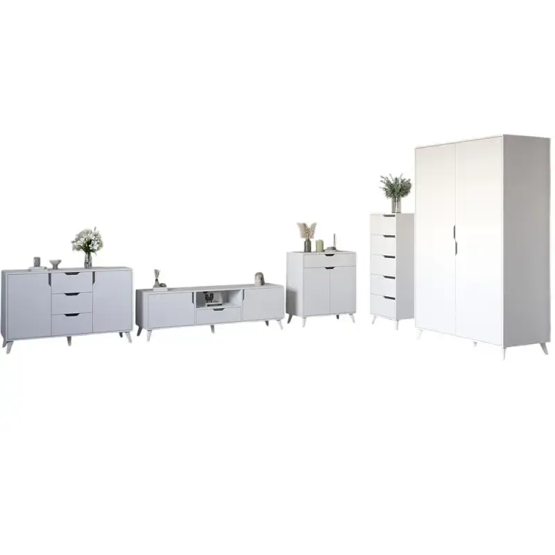 Комплект меблів для вітальні М-ЗОН Борн Німфея Альба (білий) 5 предметів з білими ніжками (MZN-031067) - фото 2