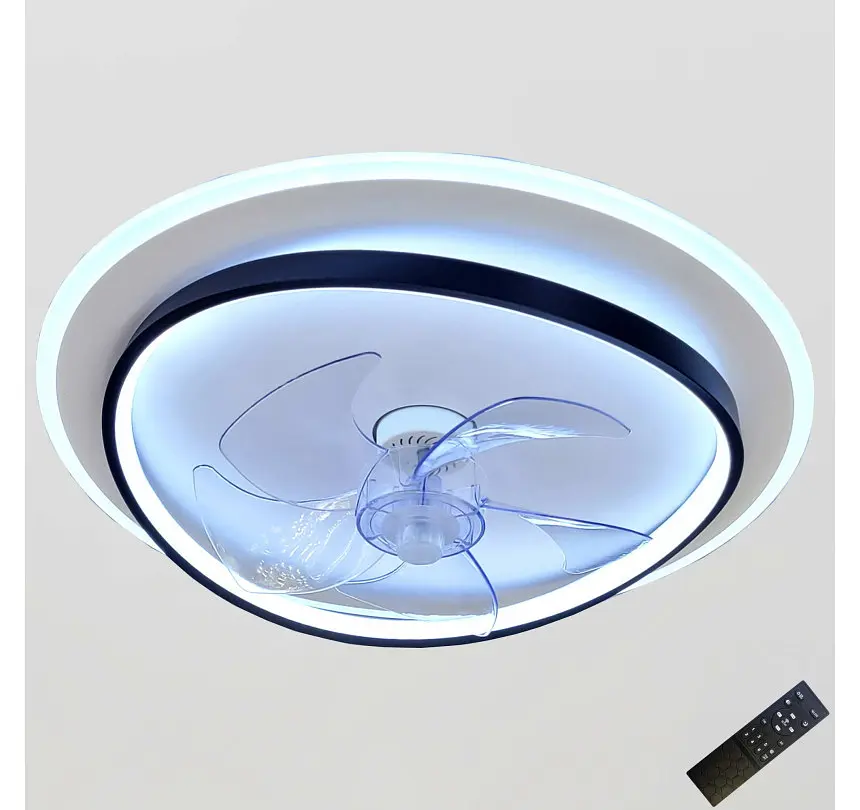 Стельова LED-люстра-вентилятор Artlight WG5088C BK+WH, біла з чорною окантовкою, 50 Вт, від 10-18 м² - фото 4