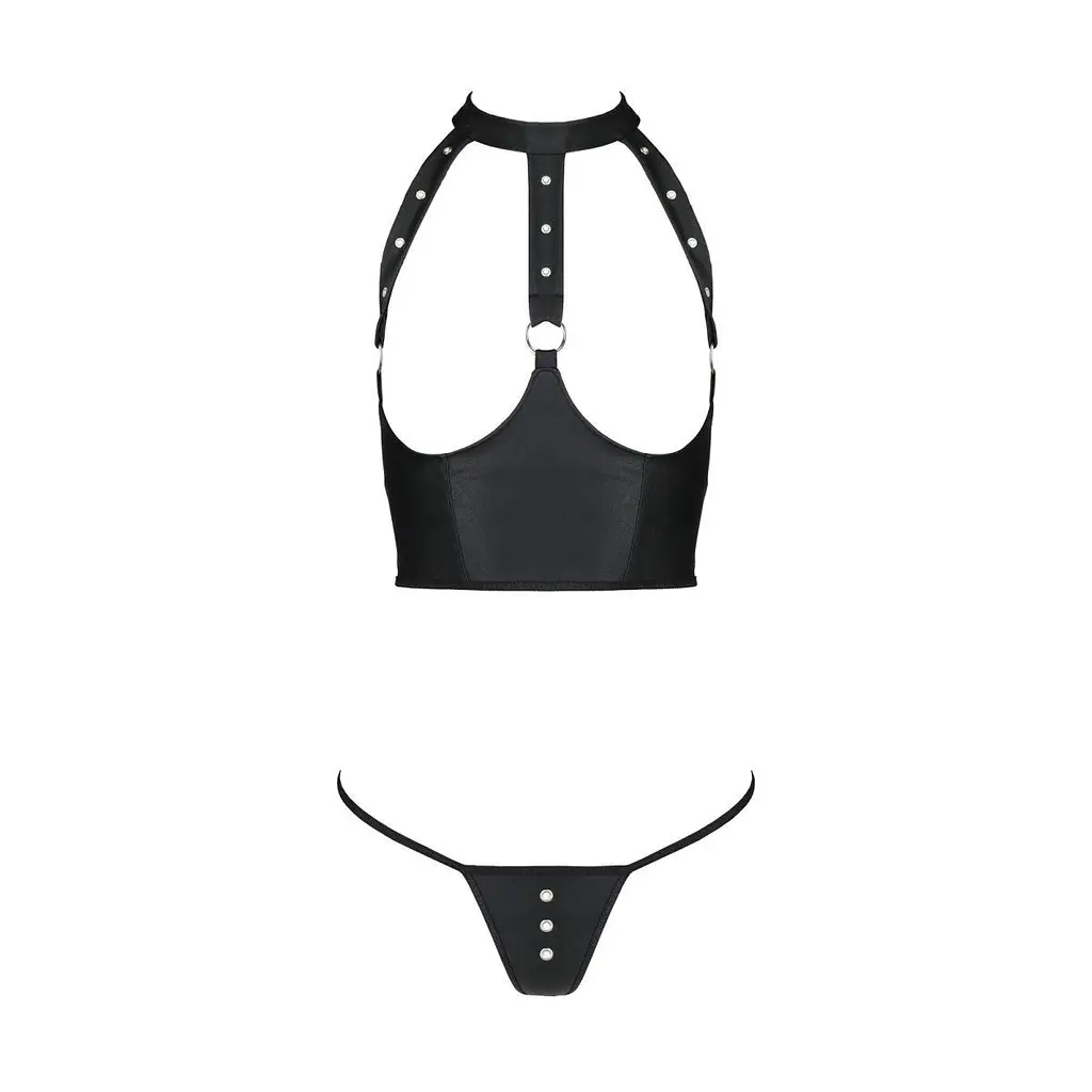 Комплект из эко-кожи Passion GENEVIA SET WITH OPEN BRA, L/XL - фото 3