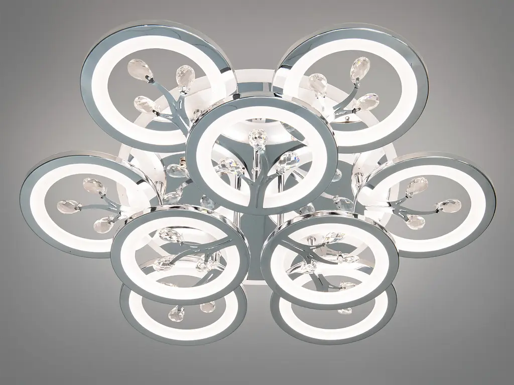Сучасна LED люстра Dasha 8135/6+3HR LED 3color хром для вітальні з димером і пультом 64 см - фото 4