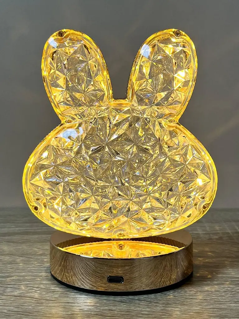 Дитяча LED-лампа нічник Bunny PC-8206 акумуляторна декоративна з кришталевим ефектом і сенсорним керуванням 3 режими - фото 4