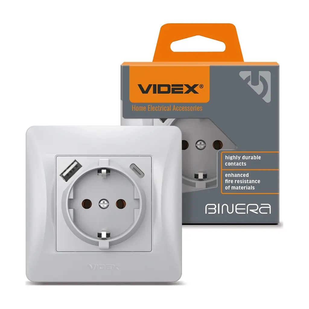 Розетка Videx VF-BNSK1GUC-SS
