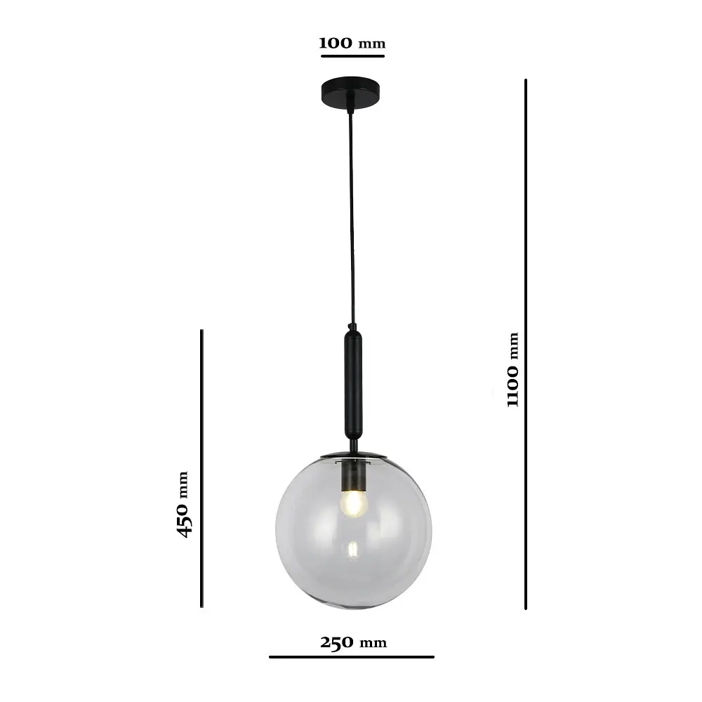 Подвесной светильник Levistella 9163525-1 BK+CL, E27, 250 мм, Черный + прозрачный металл + стекло - фото 2