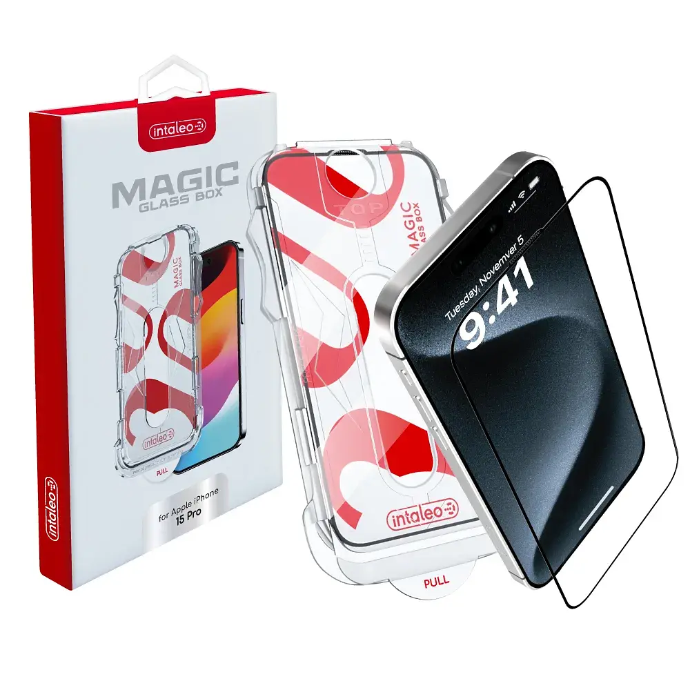 Захисне скло Intaleo з аплікатором Intaleo MagicBox для Apple iPhone 15 Pro Black (4820266742850) - фото 2