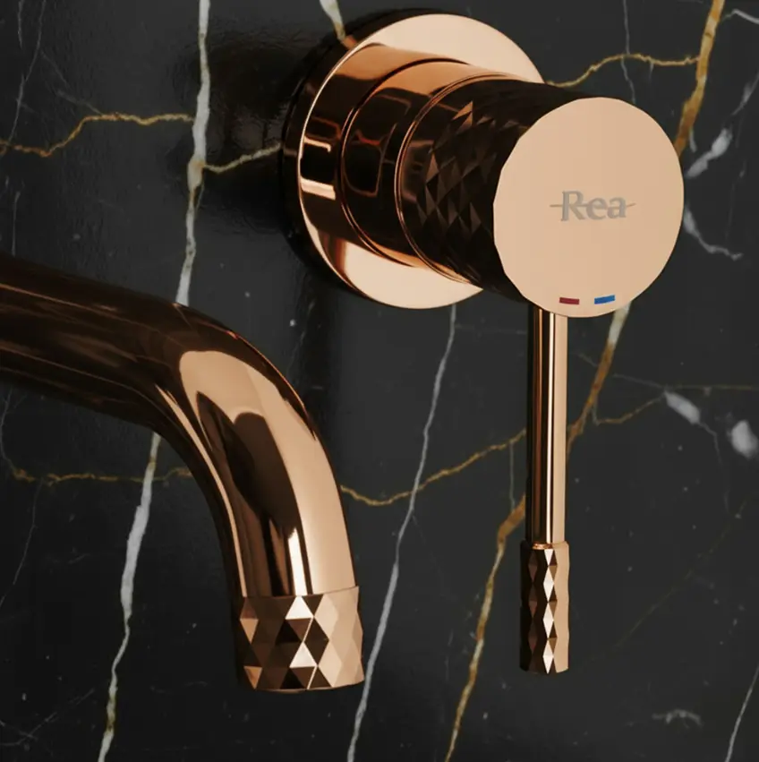 Змішувач для умивальника Rea Lungo Diamond прихованого монтажу з боксом copper REA-B0540 - фото 2