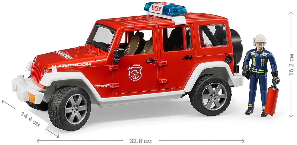 Уцінка. Пожежний джип Bruder Wrangler Unlimited Rubicon з фігуркою пожежника (02528) - фото 2