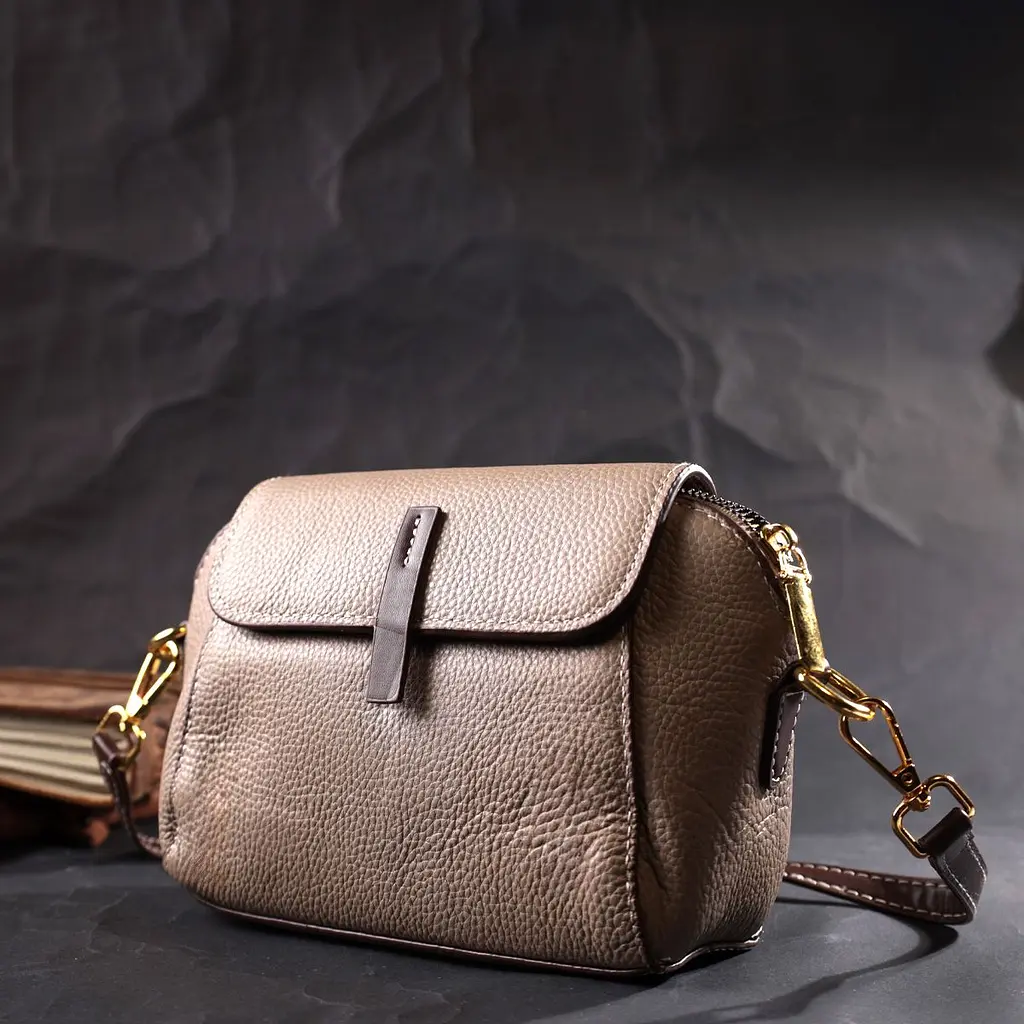 Стильна жіноча компактна сумка з натуральної шкіри Vintage 22267 бежева - фото 7