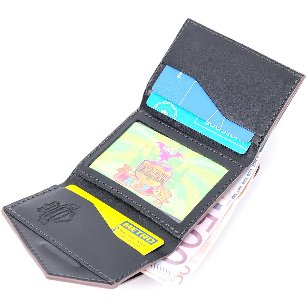Кожаный женский кошелек Grande Pelle 10х9.7х1 см acs0027016 - фото 5