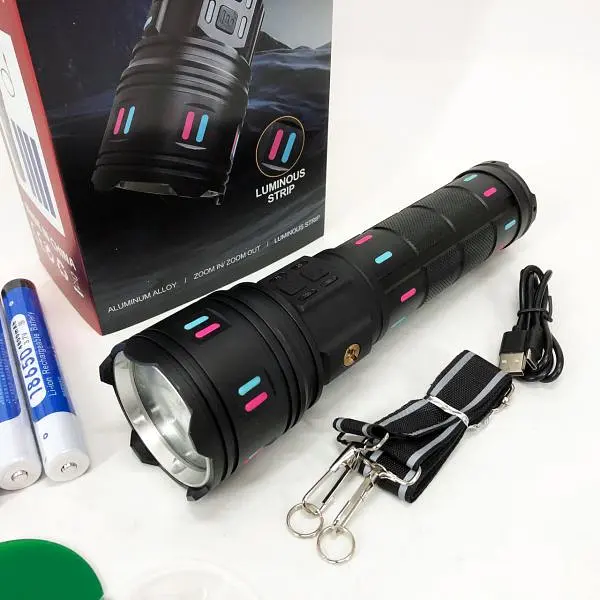 Ліхтар NIGHT VISION FLUORESCENCE XPRO AK177-1, білий лазер, LED, power bank, 4×18650, індикація заряду, ЗУ Type-C, zoom, 5 фільтрів (47153-177-1_1117) - фото 9