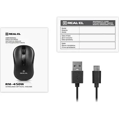 Комп'ютерна мишка Real-El RM-450W Wireless/Bluetooth Black/Gray (EL123200046) - фото 9