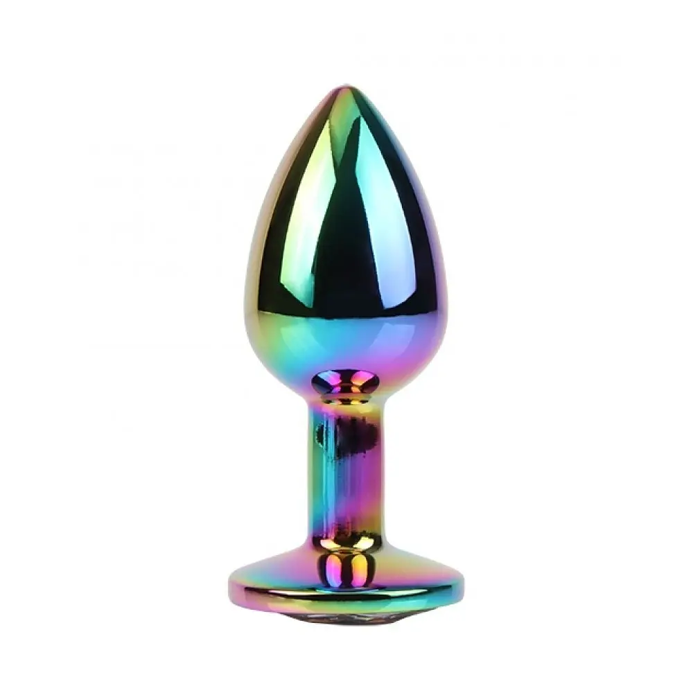Анальна пробка із кристалом S Rainbow Gem Chisa, металева, різнокольорова, 7 х 2.7 см - фото 2