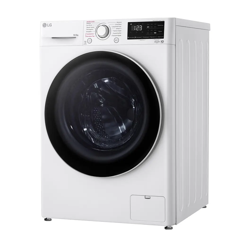 Пральна машина LG фронтальна, 10,5кг, 1400, A+++, 57см, дисплей, пара, інвертор, білий (F4V3RS0WW) - фото 5