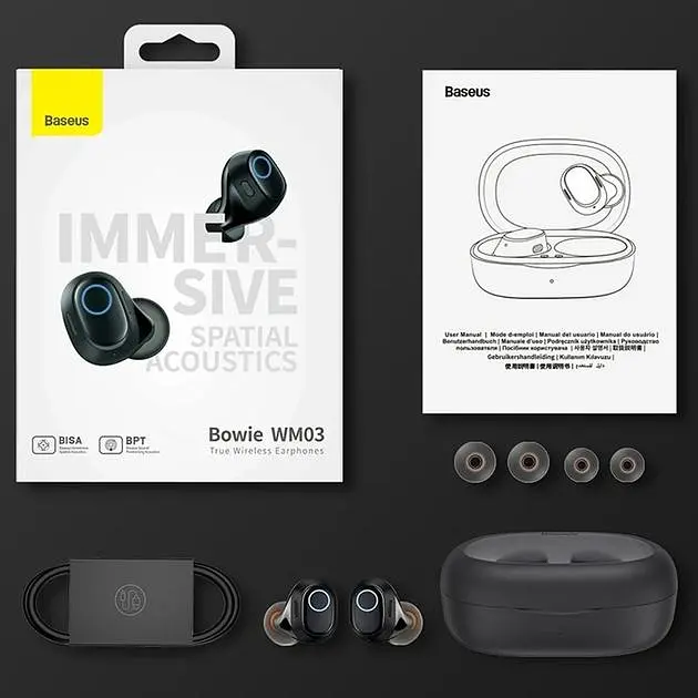 Наушники Baseus Bowie WM03 TWS |BT5.3, 50/500mAh, 8H, Location| black - фото 5