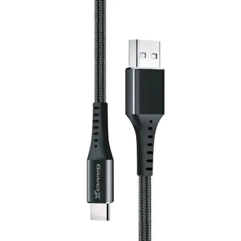 Дата кабель USB 2.0 AM to USB-C 1.2m Black Grand-X (FC-12B)