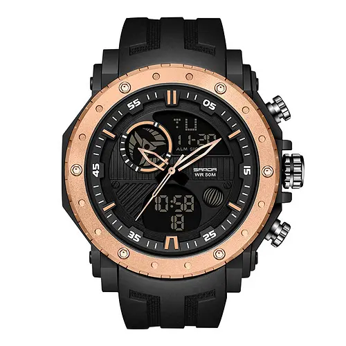 Чоловічий наручний годинник 6012 Black-Cuprum Sanda acs0030971