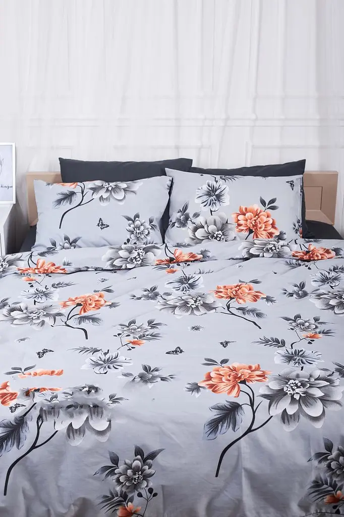 Комплект постільної білизни Moon&Star King Size 220x240 см наволочки 4х70х70 см Piwonie Gray Ranforce Elite - фото 2