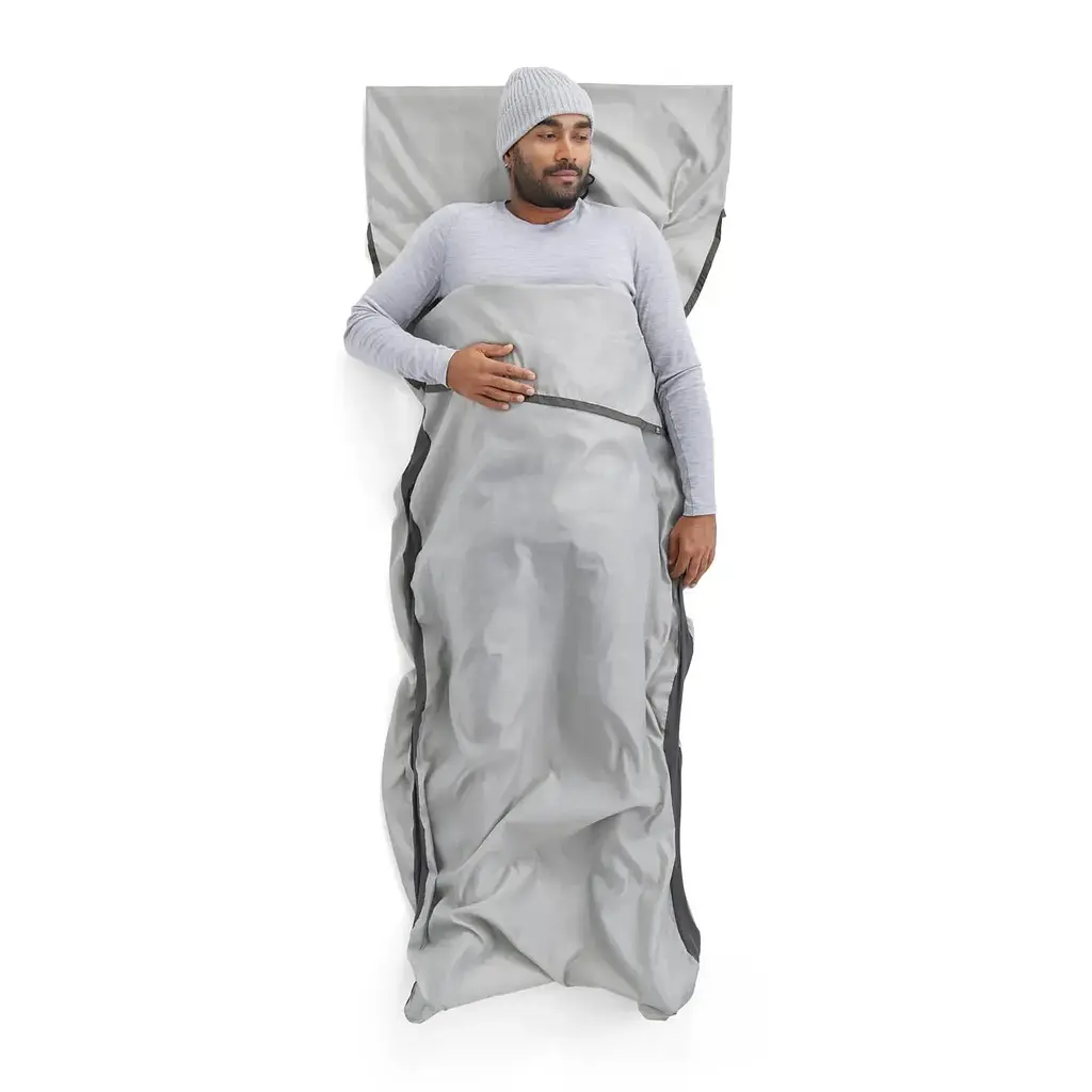 Вкладыш в спальник Sea to Summit Silk Blend Sleeping Bag Liner, Rectangular w/ Pillow Sleeve Светло-серый - фото 4