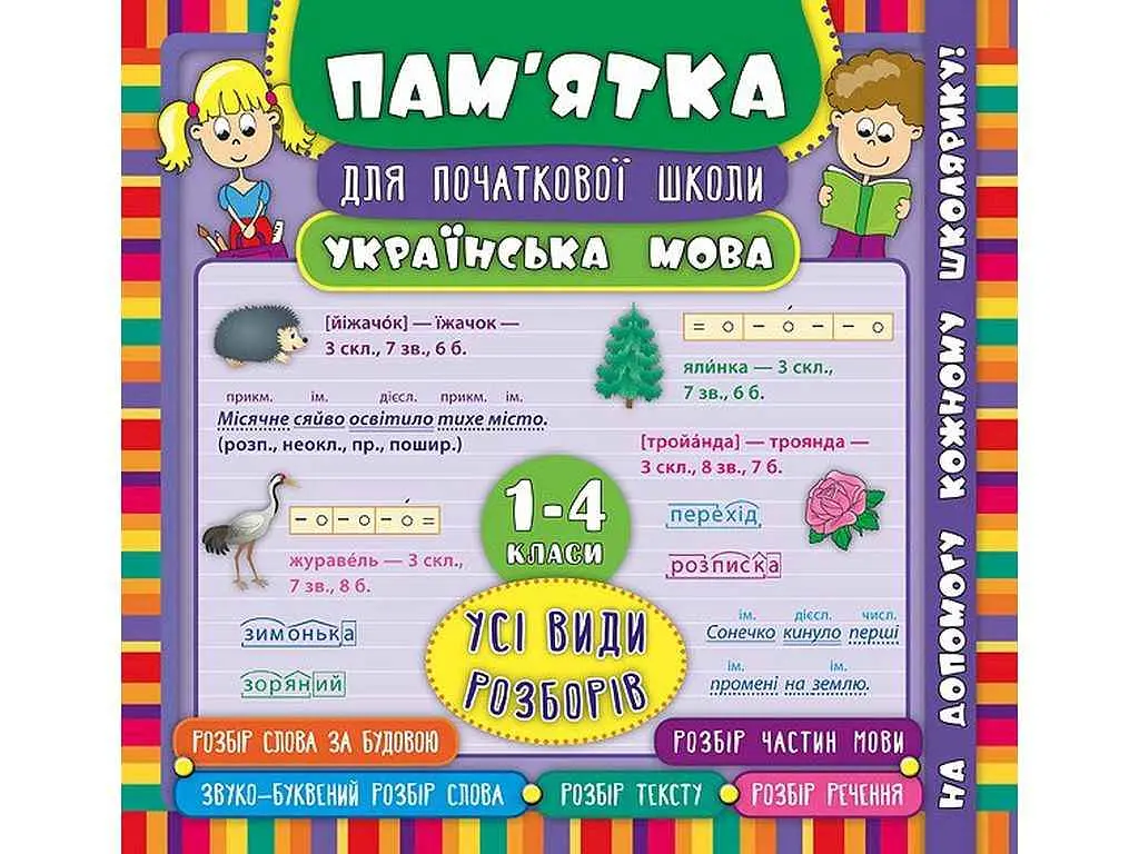 Пам’ятка для початкової школи УЛА Українська мова Усі види розборів 1-4 класи арт.20477