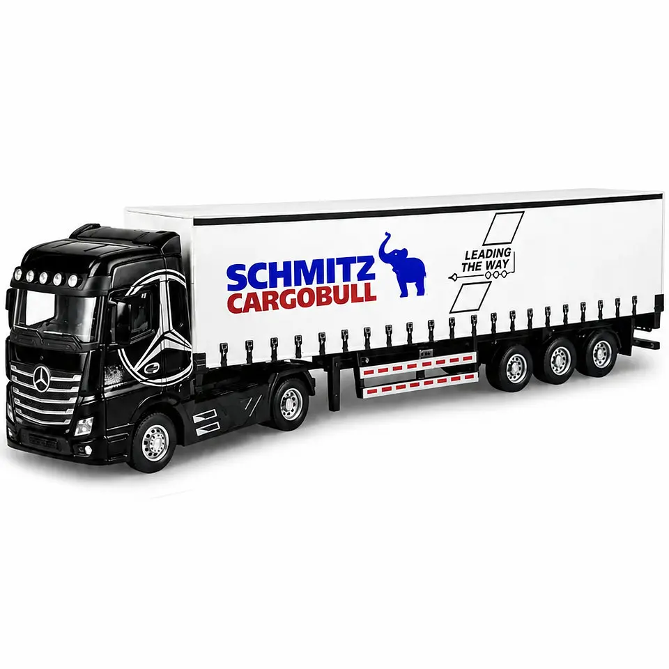 Колекційна металева модель вантажівки Mercedes-Benz Actros з напівпричепом Schmitz Cargobull з інерцією, світлом та звуком 31 см - фото 3