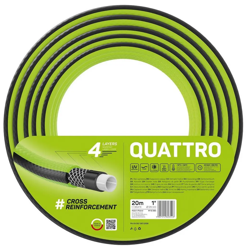 Шланг садовий QUATTRO 1" 20м 4 шари до 20бар -10…+50°C Cellfast sad0001916 - фото 2