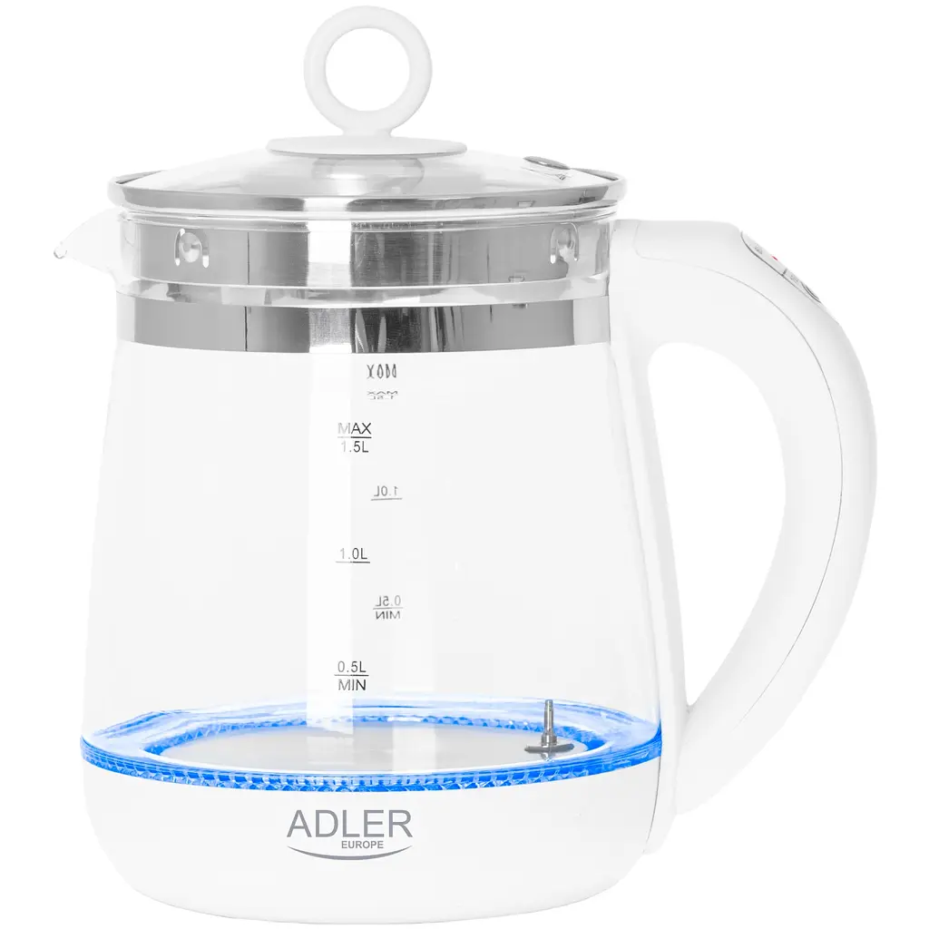 Электрочайник Adler AD 1299 1850-2200Вт 1.5л стекло заварник установка температуры белый - фото 3