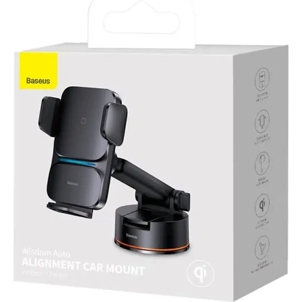 Автодержатель Baseus Wisdom Auto Alignment Car Mount 15W с беспроводной зарядкой Black [CGZX000101] [113778] - фото 8