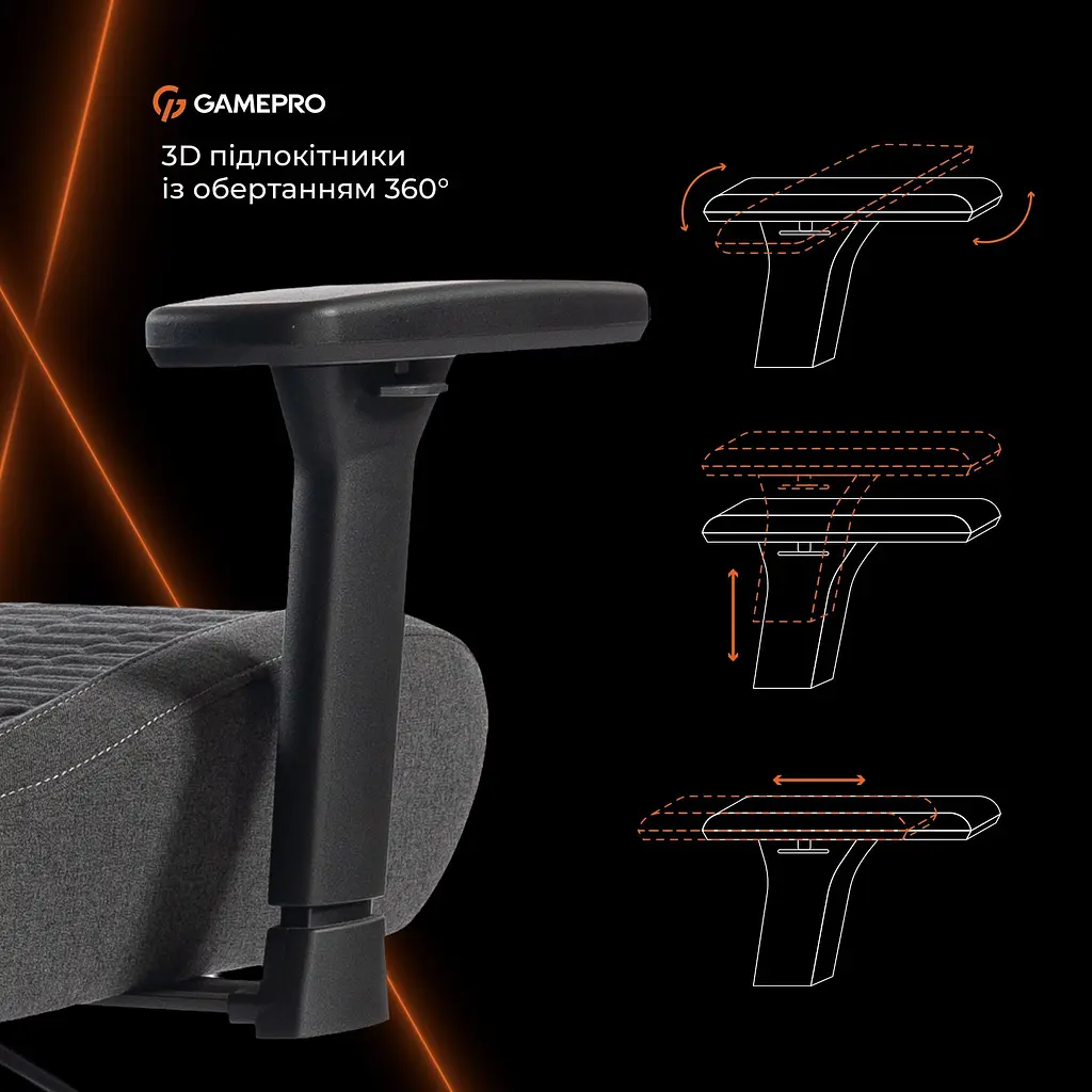 Крісло ігрове GamePro GC775G Grey fabric (GC775G) - фото 12