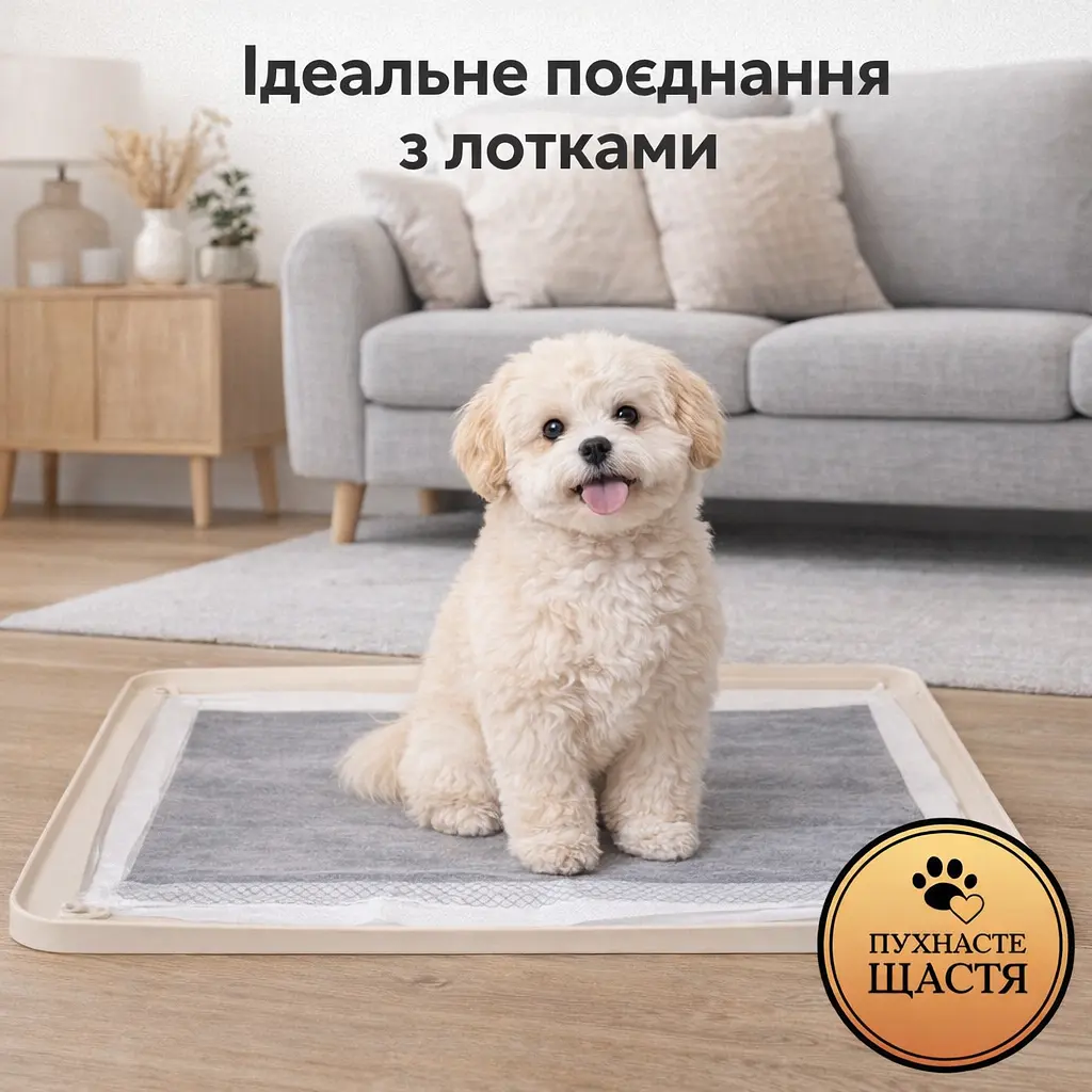 Пеленки для собак Пушистое Счастье 40х60 см с бамбуковым углем 50 шт. Черные - фото 5