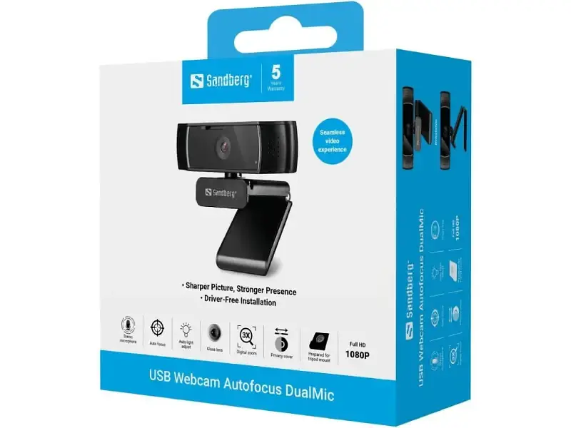 Веб-камера Sandberg Webcam Autofocus DualMic (134-38) - фото 5