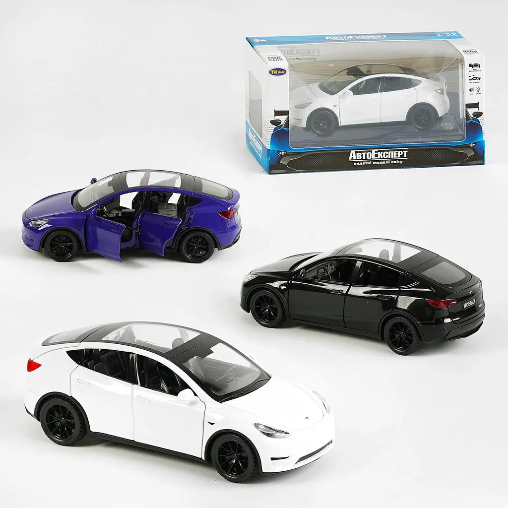 Колекційна металева модель електромобіля АвтоЕксперт Tesla Model Y з інерцією, світлом та звуком 1:32 - фото 9