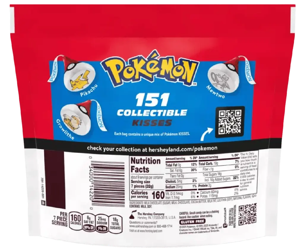 Шоколадні цукерки Hershey's Kisses Milk Chocolate Pokemon 151 Candy 286г - фото 4