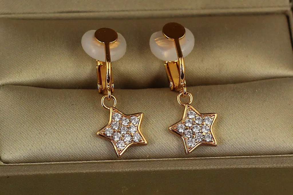 Сережки кліпси Xuping Jewelry зірочки 3 см золотисті