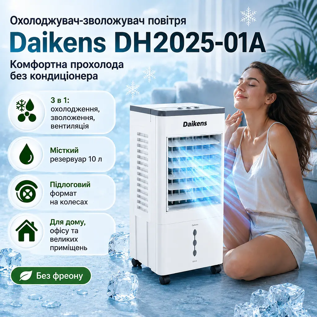 Підлоговий охолоджувач DKNS DH2025-01A 10 л 3800 Вт - фото 2