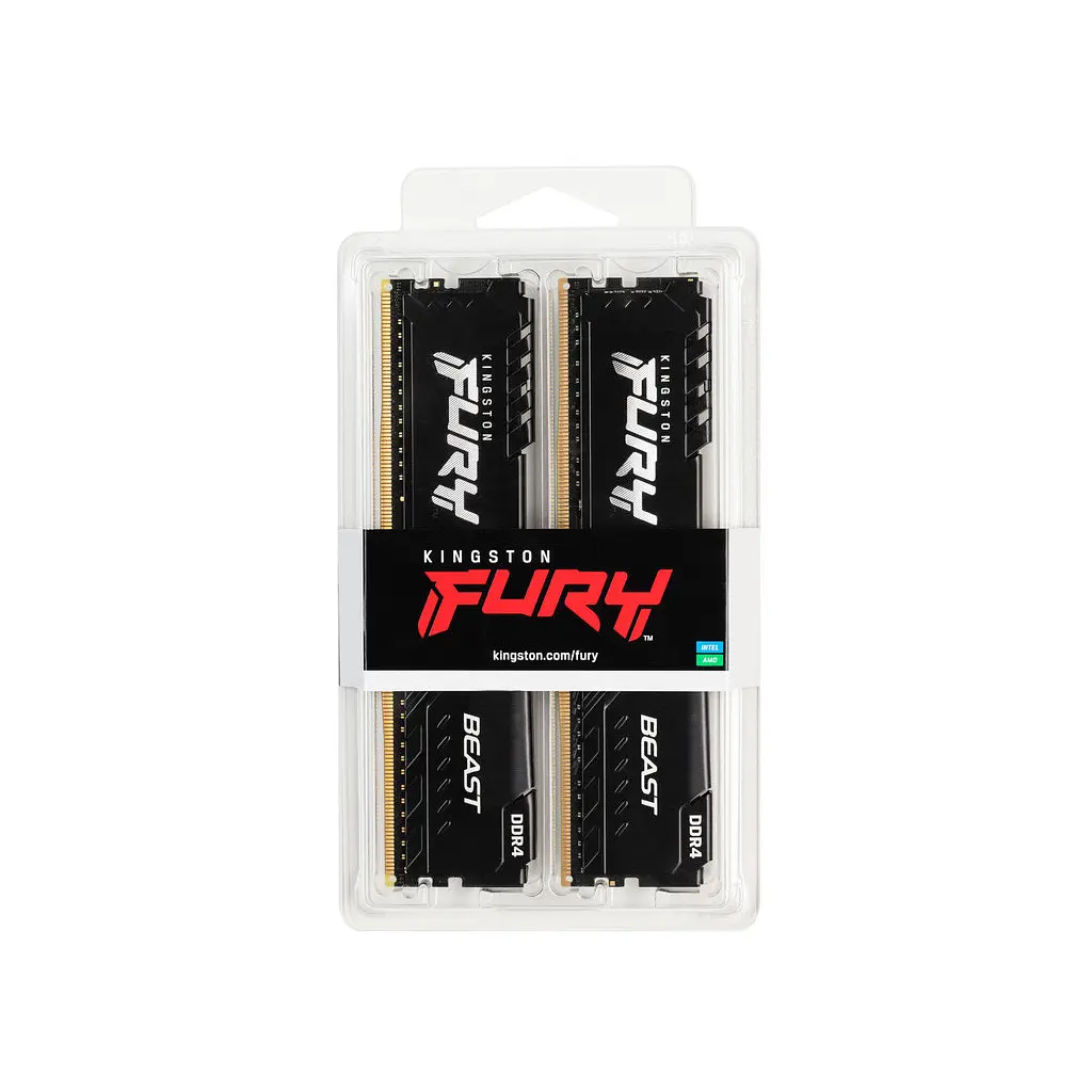 Модуль пам'яті для комп'ютера DDR4 32GB (2x16GB) 3200 MHz Fury Beast Black Kingston Fury (ex.HyperX) (KF432C16BBK2/32) - фото 3