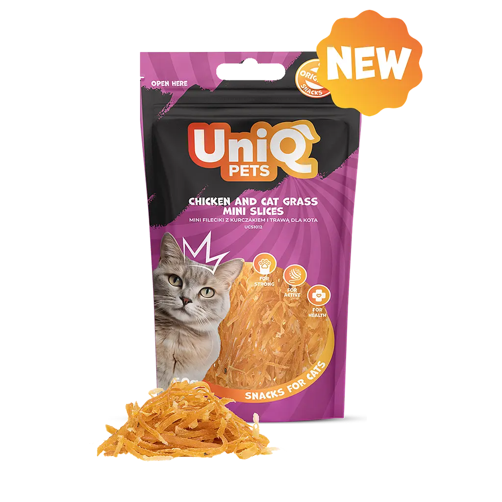 Ласощі для котів Uniq PETS CAT SNACKS MIMI Міні слайси з курки та котячої трави, 50 г - фото 2