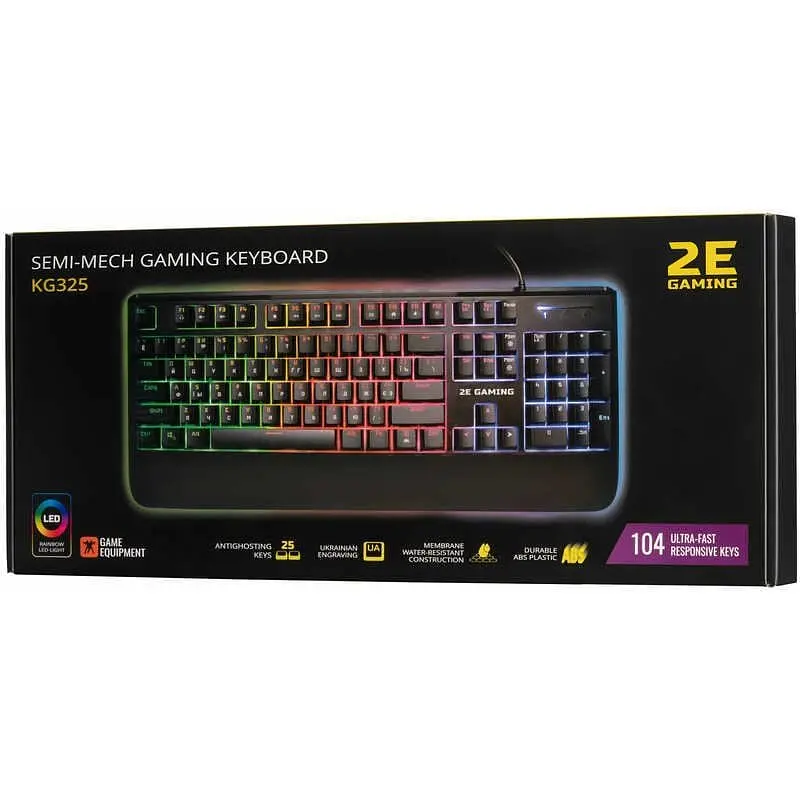 Клавиатура проводная 2E Gaming KG325 LED USB Black Ukr - фото 2