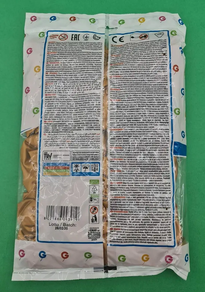 Латексна кулька, Gemar, металік, золотий, 10 дюйм (25 см), 100 штук, для свят і фотозон - фото 2